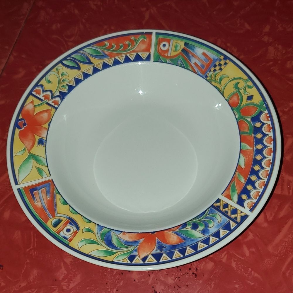 Lynns Stoneware Savanna Rim Cereal Soup Bowl 8.75"